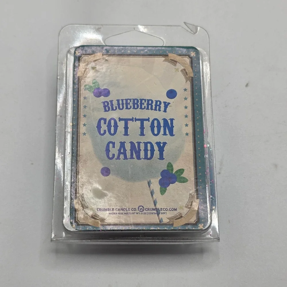 Crumble Candle Co Wax Melts Blueberry Cotton Candy‎ Blue Glitter Soy 3oz New